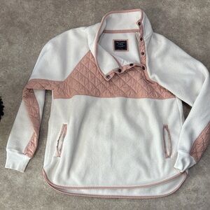 Abercrombie & Fitch Cream and Pink Quilted Pullover